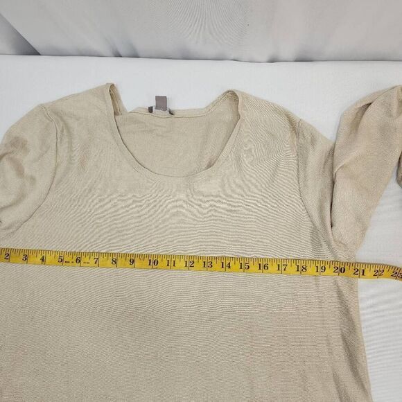 J. Jill Size Large Cream Silk Cotton Blend Long-Sleeve Soft Lightweight Blouse T - Picture 5 of 7